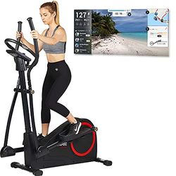 Care Fitness - Bicicleta elíptica motorizada CE-685-24 Niveles de dificultad - 24 programas - Contador con Pantalla LCD - Puerto USB - Soporte para Tableta - Compatible con la aplicación Kinomap