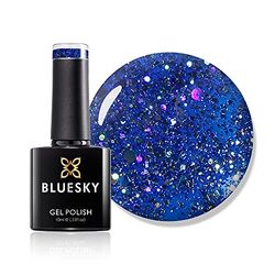 Bluesky Gel Nail Polish, Sea Blue Blz03, Admiral, Blue, Bright, Glitter, Long Lasting, Chip Resistant, 10 ml (Requires Drying Under UV LED Lamp)