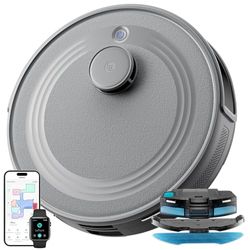 LEFANT M2S Robot Aspirador y Fregasuelos con Detección de Obstáculos 190° PSD, Navegación dToF, 240min, 10000Pa de Succión, Limpieza Personalizada, Detección de Alfombras, Mapeo Multiplanta, Gris