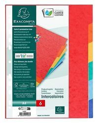 Exacompta - ref. 1406E - Soepele glanskartonnen tabbladen 225g/m2 FSC® met 6 neutrale tabs - Formaat A4 - Afmetingen: 22,5 x 29,7 cm - geassorteerde kleuren