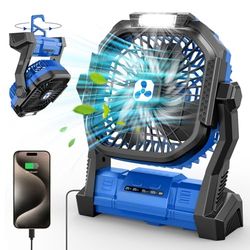 PDBEST Accuventilator, 20.000 mAh, draadloos, oplaadbare draagbare autoventilator met led-lantaarn, ventilator, accu, type C accu, campingventilator voor reizen, strand, campingtent, tafelventilator