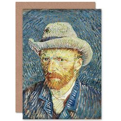 Vincent Van Gogha portret z szarym filcowym kapeluszem kartka okolicznościowa z życzeniami plus koperta pusta wewnątrz