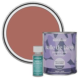 Rust-Oleum Red Water-Resistant Bathroom Tile Paint in Gloss Finish - Salmon 750ml