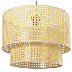 LÁMPARA TECHO 2 ANILLOS MIMBRE, 1XE27, MAX.40W NO INCLUIDA °40X30CM, CABLE NEGRO 44CM