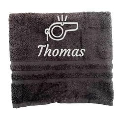 Asciugamano personalizzato con nome e nome del lavoro Nome splendidamente ricamato Asciugamano da bagno Asciugamano in cotone 100% Asciugamano da bagno con nome (140 x 70 cm, Arbitro)
