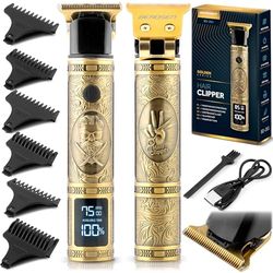 Berdsen Maquina de afeitar profesional para hombre, cortadora de barba, 6 accesorios, 1 a 9 mm, color dorado
