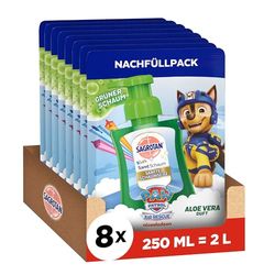 Sagrotan Kids skumtvål påfyllning Aloe Vera – Paw Patrol Edition – 8 x 250 ml i ett praktiskt värdepaket