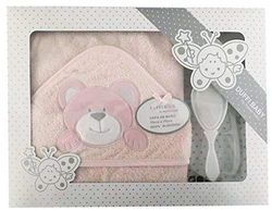 Duffi Baby - Set badjas 100% katoen + borstel + kam, roze, unisex 0827-06