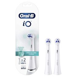 Oral-B iO Specialized Clean - Testina per spazzolino elettrico, ciuffi ad angolo preciso per una rimozione più profonda della placca per aree difficili da raggiungere, confezione da 2, colore: bianco