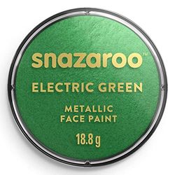 Snazaroo 1118422 Kinderschmink, huidvriendelijke hypoallergene gezichtsmake-up op waterbasis, vrij van parabenen - 18ml Pot, Metallic Colour Electric Green