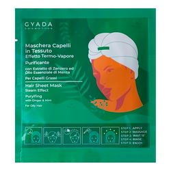 GYADA COSMETICS, Maschera Capelli in Tessuto Purificante e Antiforfora, ad Azione Sebo-riequilibrante, con Cuffia Termica, a Base di Menta e Zenzero, 60 ml