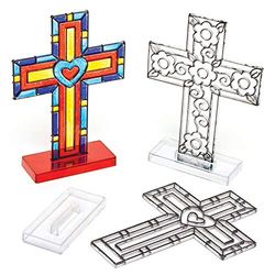 Baker Ross Apanhador de sonhos cruzados de pé para crianças para decorar e personalizar - Artes e trabalhos manuais cristãos para a Páscoa (pacote de 4)