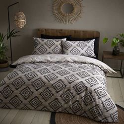 Catherine Lansfield Bedding Aztec Geo - Juego de Funda nórdica y Funda de Almohada para Cama Doble, Color Natural