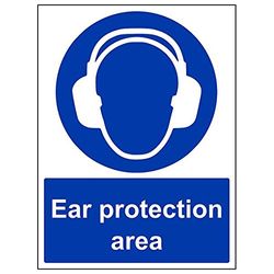 VSafety "Ear Protection Area" Sign, Portret, (Pack van 3)