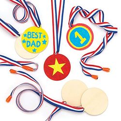 Baker Ross Medailles van hout voor kinderen om te versieren (8 stuks).