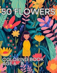 50 flower coloring book