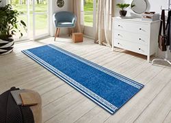 HANSE Home Tapis CASA 80 x 350 cm - Tapis Doux à Poils Courts - Design Moderne - pour Couloir, Chambre à Coucher, Chambre d'enfant, Salle de Bains, Salon, Cuisine - Jeans Bleu