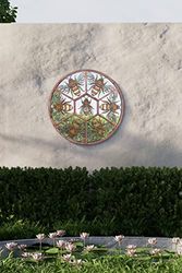 MirrorOutlet Large Metal Rustic Circular Shaped Garden Mirror Bumble Bee 80cm X 80cm, Purple (GM079)