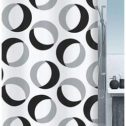 Spirella Rideau de Douche Polyester Rings 180x200cm Gris & Noir
