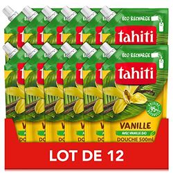 TAHITI - Eco-Ricarica Gel Doccia Tahiti Vaniglia - Formula 95% di Origine Naturale - Confezione da 12 x 500 ml