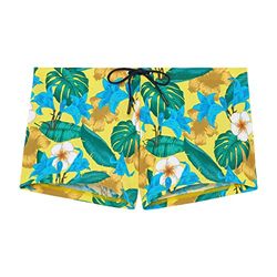 Hom Tropicana Swim Bokserki Męskie, Tropikalny nadruk żółte tło, L