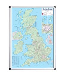 Bi-Office British Isles Sales Map Board, Magnetic, Aluminium Frame, 120 x 90 cm