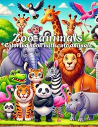 Zoo-animals coloring book with cute animals: Lovingly designed book for doodling, discovering and designing. For children from 3 years old to promote creativity, stress relief and learning.