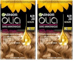 Garnier Coloration Permanente - Sans Ammoniaque - Aux Huiles Naturelles de Fleurs - Blond Doré Cendré (8.31) - Olia (Lot de 2)