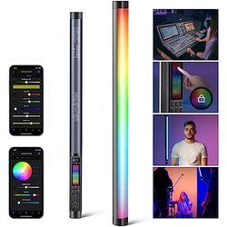 NEEWER TL60 Luce Tubo RGB, Barra Luminosa per Video a LED RGBWW a Colori Completi da 20W per Foto Studio Riprese Streaming, Controllo APP/2.4G/DMX, 7 Effetti Pixel 18 Scene, 2500-10000K CRI97+ TLCI98+