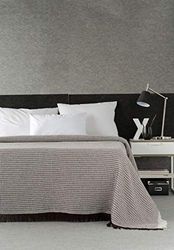 Estoralis | NIDO | Plaid Polyvalent de Conception Moderne | Couette pour lit et canapé | Marron | Housse de Couette/canapé (170 x 260 cm. (Largeur par Hauteur) avec des Franges