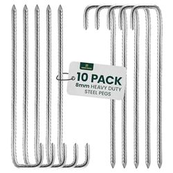 GREEN HAVEN Ultra-sterke robuuste tentharingen 10 stuks - extra dikke tentharingen metalen campingharingen | Roestbestendige J-pin 8 mm dikke tentharingen | Ideaal voor landbouwhekken, camping, tuin
