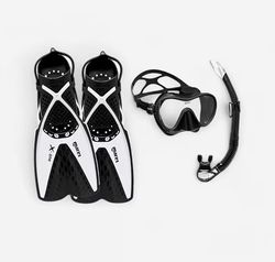Mares Set X-One, Set da Snorkeling composto da Pinne X-One, Maschera Vento e Snorkel Bay, Adulto, Nero e Bianco, Taglia l/XL