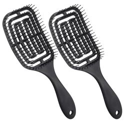 Vinabo 2 Brosse à Cheveux, Brosse à Cheveux Démêlante - Ne Tire Pas Professionnelle Incurvée Ventilée pour Cheveux Mouillés et Secs, Brosse de Massage Démêlante, pour Femme, Homme & Enfant
