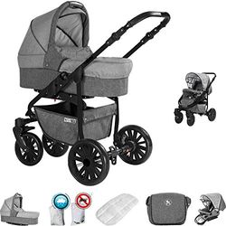 Friedrich Hugo PCS_BERLIN-2IN1-GEL-GS-06 Friedrich Hugo Berlin, 2-in-1 Combi kinderwagen, gelbanden, grijs