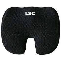 LSC Memory Foam Chair Cushion for Office Chair Ergonomic Seat Pad with Non-Slip Bottom Ideal for Desk Seat Car Gaming Chair and Wheelchair Use (Black)