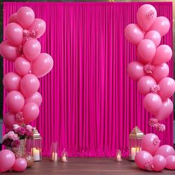 3 x 3 m, sfondo rosa acceso, tenda per feste in tessuto di poliestere, senza pieghe, per baby shower, compleanno, fotografia, tessuto in poliestere, decorazione per sfondo