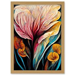 Doppelganger33 LTD Abstract Tropical Floral Bloom Acrylic Flower Artwork Framed Wall Art Print A4