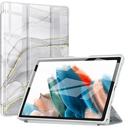 ZtotopCases Fodral för Samsung Galaxy Tab A8 10,5 tum 2021, TPU-baksida med stötsäkert skydd, smalt trippelvikta smart fodral med automatisk sov/vakt för Samsung Galaxy Tab A8 2021, marmor vit