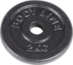 Gietijzeren schijf van 2 kg voor haltertraining, haltertraining en gewichtheffen - diameter 25 mm - voor gym, fitness, thuistraining