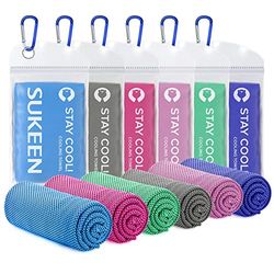 Sukeen Asciugamano rinfrescante (100 x 30 cm) asciugamano per il collo, asciugamano fresco per un sollievo istantaneo, morbido e traspirante, asciugamano freddo 6 pezzi per yoga, golf, palestra,