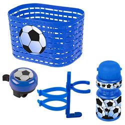 VENTURA Soccer, Kit De Accesorios Para Bicicleta Infantil Cesta Campana Botella Unisex Bebé, Azul (Blue), Siehe Produktbeschreibung