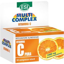 ESI - Multicomplex Vitamina C Pura Retard, Integratore Alimentare a Rilascio Prolungato, Supporta il Normale Funzionamento del Sistema Immunitario, Senza Glutine e Vegan, 30 Compresse