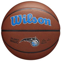 Wilson Pallone da Basket NBA TEAM COMPOSITE BSKT, Utilizzo Indoor/Outdoor, Pelle Composita, Misura 7, Marrone (Orlando Magic)