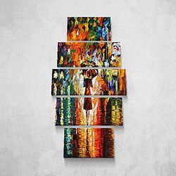 HOMEMANIA Quadro Umbrella - 5 Pezzi - Arte E Graffiti - per Soggiorno, Camera - Multicolore in Poliestere, Legno, 100 x 3 x 60 cm