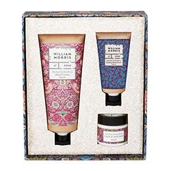 William Morris At Home Patchouli & Red Berry Hand Care Gift Set | 100ml Hand Cream, 50ml Hand Scrub & 35ml Nail & Cuticle Cream | Essential Oils | Vegan Friendly
