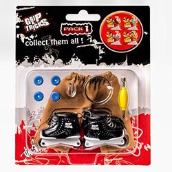 Grip and Tricks - Finger Roller Skates Noirs Pack 1 avec 4 Mini Roues supplémentaires 1 Outil pour Inline Finger Skates et 2 Accessoires pour Mini Fingerboards - Jouet à Doigt 8 pièces dès 6 Ans