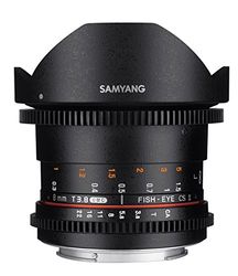 Samyang F1322403101 - Alvo de vídeo VDSLR para Nikon F (distância focal fixa de 8 mm, abertura T3.8-22 UMC, olho de peixe, CSII), preto