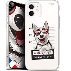 Caseink Fodral för Apple iPhone 12 Mini (5.4) Gel HD [tryckt i Frankrike - iPhone 12 Mini fodral - mjukt - stöttåligt] "Beware The Husky Dog"