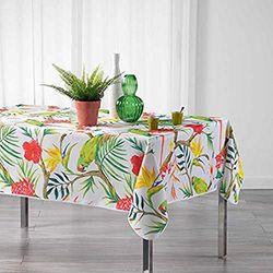 Douceur d'Intérieur Toalha de mesa retangular (150 x 240 cm), tropicoco branco, poliéster impresso