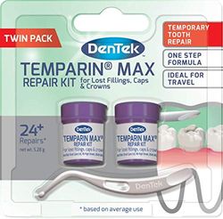 DenTek Temparin Max Home Dental Repair Kit Twin Pack for repairing lost fillings and loose caps, crowns or inlays - 24+ Repairs